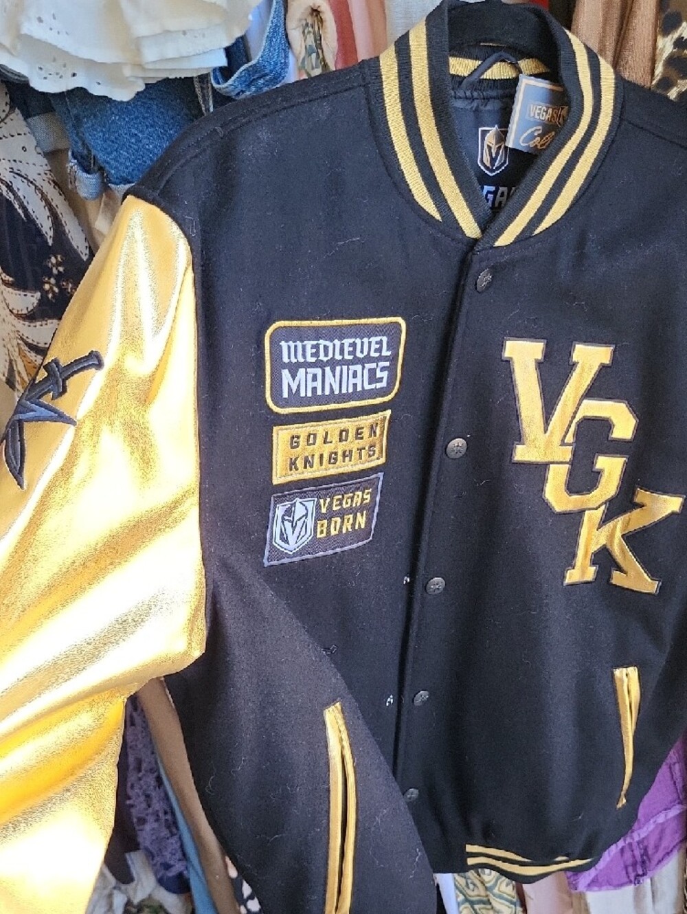 Black & Gold Varsity Jacket - VGK Patches - Picture 3 of 6